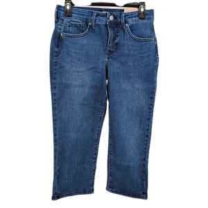 NYDJ Curves 360 Size 4 Slim Straight Crop Jeans Caliente Dark Wash Denim New - Picture 1 of 10