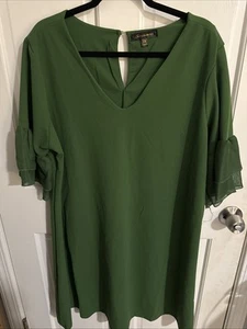 Vestido para mujer Lexington Avenue con volantes manga corta verde 2 XL - Imagen 1 de 9