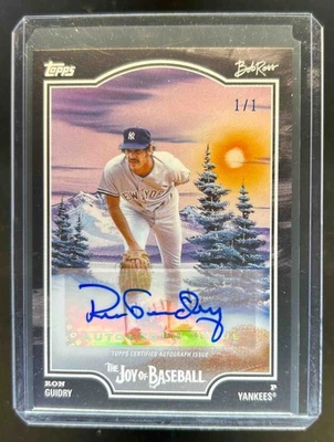 2025 Topps Bob Ross Béisbol Ron Guidry Automático Medianoche Negro #1/1 Foto 1 de 2