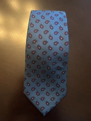 Savile Row Mens Abstract Geometric Paisley Neck Tie Blue Pattern Retro Classic - Image 1 of 3