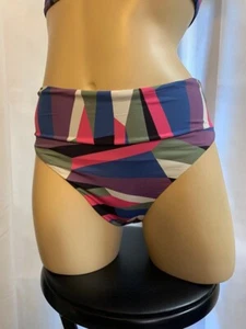 MALAI B05059 REVERSIBLE HIPSTER BIKINI BOTTOM IN GEOMETRIC PATTERN SIZE LARGE - Picture 1 of 12