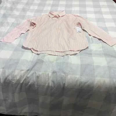 Blusa Croft & Barrow Clásica Rosa a Rayas con 3/4 Botones Talla S Foto 1 de 4