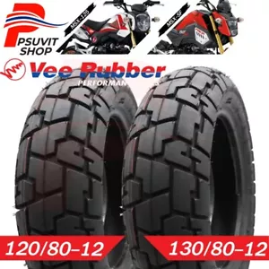 VEE RUBBER Tire Set 120/80-12+130/80-12 T/L VRM133 For GROM125 MONKEY125 Z125 - Picture 1 of 6