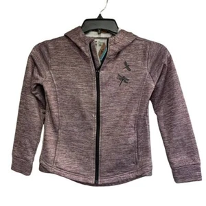 Hand Printed Upcycled Girls Large Dragonfly Full Zip Hoodie Sweatshirt Jacket - Picture 1 of 4