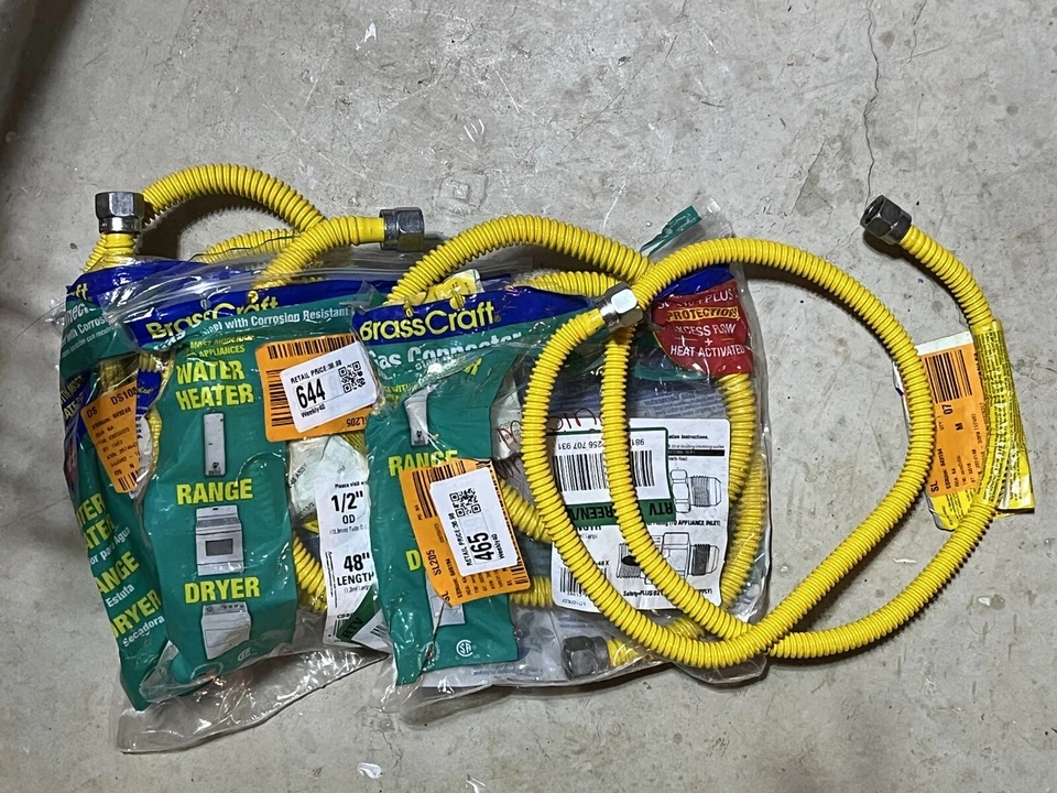 4件Brasscraft燃气连接器1/2英寸48英寸,不锈钢,安全+Plus — 第 1/1 张图片