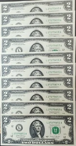 *Lot of TEN (10) 2017A CRISP $2.00 Bills Uncirculated Seq.* Collector Grade * - Picture 1 of 8