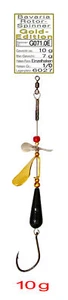 Bavaria Weitwurf-Rotor-Spinner 10g ,Gold Edition,  Bebleiung 7g  /  Einzelhaken - Bild 1 von 6