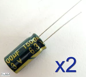 2x Condensateur 6.3V 1500uF LOW ESR électrolytique Aluminium Capacitor 16x8mm - Foto 1 di 2
