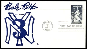 1983 NY Yankees Babe Ruth 1895-1945 FDC Artist Signed JV Cachet - Picture 1 of 2