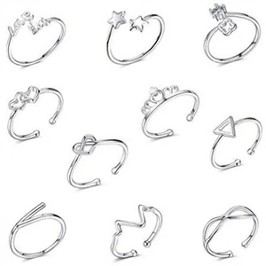 10P Set Opening Ring Fashion Jewelry 925 Sliver Plated For Wemon Wedding W64 - Picture 1 of 6
