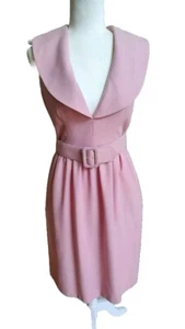 Vintage Oscar De La Renta ärmelloses Wollkleid rosa knielang mit Gürtel Gr. Small - Bild 1 von 8