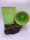 Set Of Art Glass Handblown Cups Avocado Lime Green Twos Company Glass