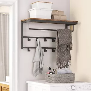 Wandgarderobe mit Ablage Wandregal Garderobenleiste Wandmontiertes Hängeregal - Bild 1 von 12