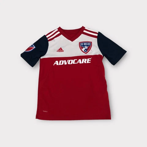 Red White adidas FC Dallas Soccer Jersey Youth Boys S Small Cover