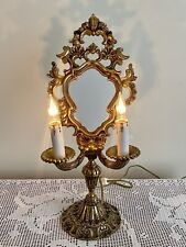 Vintage Accent Lamp | Vintage brass lamp with integrated mirror | Boudoir Lamp