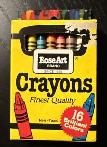 Rose Art Vintage 1987 Non-Toxic Crayons, New, Never Used, 16 Brilliant Colors