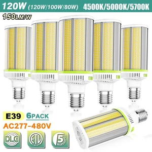 6Pack 600W Eq. LED Corn Light Bulb 120W 480V Warehouse Garage Factory Barn Lamp - Picture 1 of 15