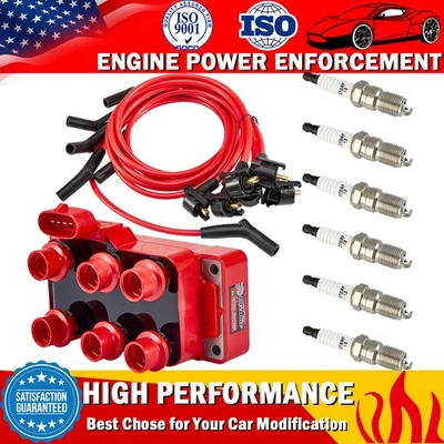 Paquete de bobinas de encendido y juego de bujías y cables para Ford Ranger V6 3,0 L 1998-2000 Foto 1 de 4