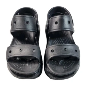 Iconic Crocs Classic Mega Crush Sandal Size 9 Black Platform Lightweight Shoe - Picture 1 of 18