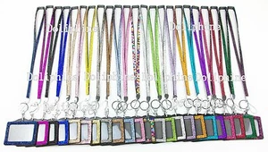 Breakaway Rhinestone bling neck LANYARD with Horizontal ID Badge Holder U.S. - Picture 1 of 25