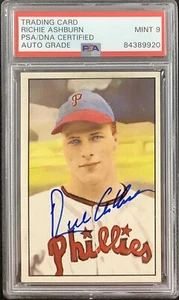 Richie Ashburn Signed 1982 Diamond Classics #42 Card HOF PSA/DNA Auto Mint 9 - Picture 1 of 2