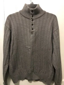 Northern Isles premium 1/4 button sweater mens XL grey stripes wool blend - Picture 1 of 8