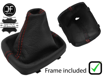 RED STITCH LEATHER MANUAL SHIFT BOOT+PLASTIC FRAME FITS AUDI A1 2010-2018 - Image 1 of 2