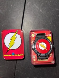 Rare Box Case Accutime The Flash Spinning Flip Top Quartz Watch DC Comics Black - Picture 1 of 4