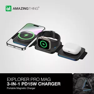 AMAZINGTHING Pro Mag 3-IN-1 PD15W Charger Portable Magnetic Night Mode LED - Picture 1 of 15