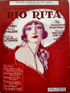 YOURE ALWAYS IN MY ARMS Rio Rita 1929 Ziegfeld Pretty Lady Art Vtg Sheet Music - Picture 1 of 3