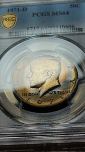 1971 D Kennedy Half Dollar Album Toned PCGS MS64                            4949 - Picture 1 of 6