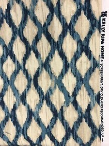 Kelly Ripa schwimmendes Rankgitter indigo auf cremeweiß Baumwolle Druck Stoff Meterware - Bild 1 von 2