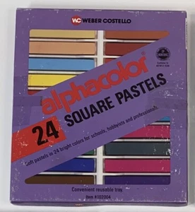 VTG Weber Costello 24 ct Alphacolor Square Pastels with Reusable Tray in Box  - Picture 1 of 12