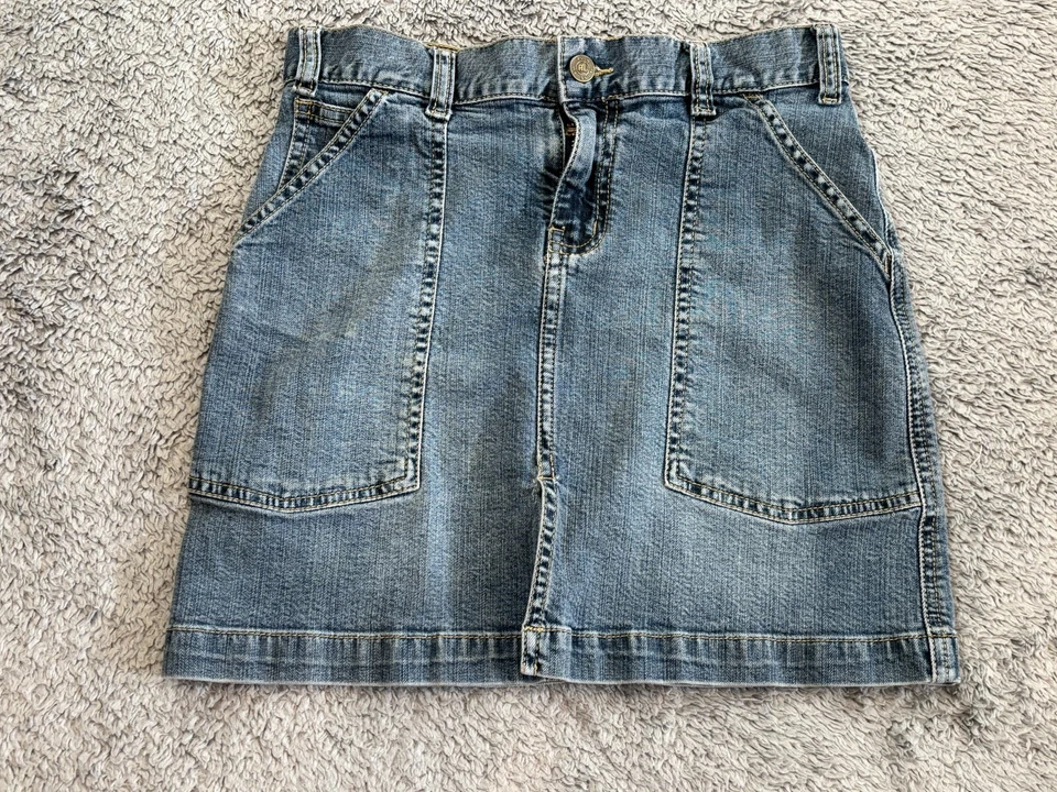 Vintage Polo Jeans Ralph Lauren Falda Niñas 10 Azul Algodón Bolsillos Retro Cómodo Foto 1 de 4