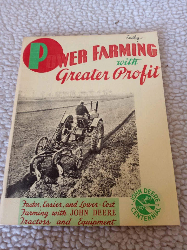JOHN DEERE~POWER FARMING WITH GREATER PROFIT~BROCHURE~1837-1937~REPRINT - Image 1 of 4