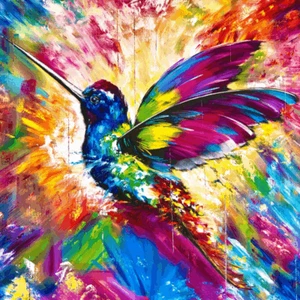 Bright Multi Colour Canvas Wall Art Printed Stretched Over Solid Pine Frame - Picture 1 of 5