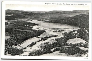 Fort Smith Lake & Dam Aerial Postcard, Ozark Mountains, c1936, Curt Teich - Picture 1 of 2