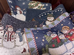 4er Set Gobelin Schneemänner Tisch Tischsets Urlaubsdeko SCHNEEBAUM & MEHR 12 x 18 - Bild 1 von 6