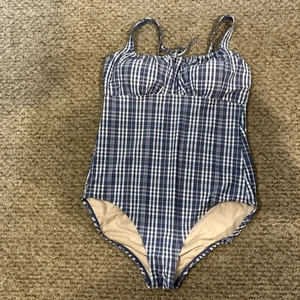 Traje de baño Kona Sol para mujer talla XL de una pieza azul a cuadros - Imagen 1 de 4