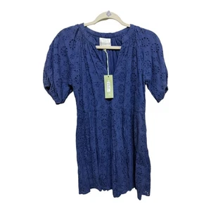 Marigold Eyelet Royal Blue Eyelet Mini Babydoll Dress NWT Size XS Retail $169 - Picture 1 of 5