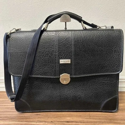 VALENTINO Business Bag Medium Logo Leather Black Men's USED FROM JAPAN - Image 1 of 4