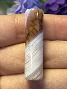 KU67677 37x10mm Colorful Fire Dragon Veins Agate Cylinder Pendant Bead - Picture 1 of 1