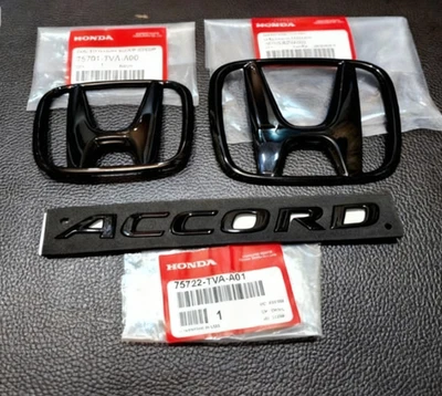 Front Grill Trunk Black Emblem For Honda Accord Sedan 4Dr 2018-23 Badge Logo NEW - Image 1 of 4