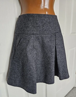 MINIFALDA Vince Gris Sólido Mezcla Lana Pliegues Anchos Para Mujer Talla 2 Foto 1 de 4