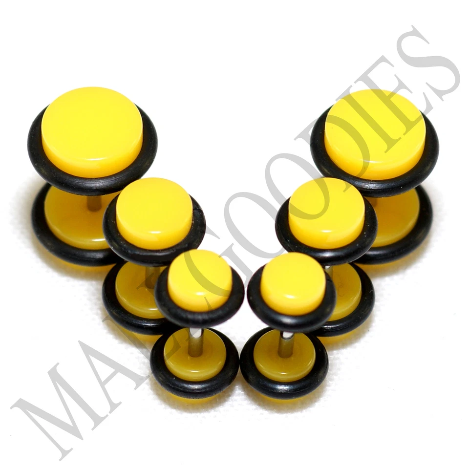 Tampões de ouvido falsos V110 Fake Cheaters Illusion 4G 2G 0G 00G 7/16" 1/2 amarelo neon - Imagem 1 de 1