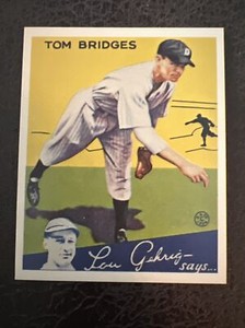 #44 TOM BRIDGES, Tigers | 1934 Goudey Gum Co. card | REPRINT 123 issued 1976