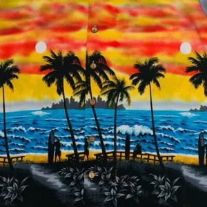 Hawaii Herren Hemd XL Surfer Up Surfen Sonnenuntergang Sonnenaufgang Tropical Beach Kokos - Bild 1 von 4
