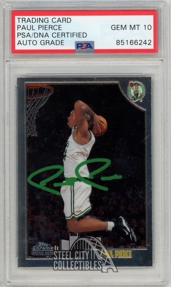 Paul Pierce 1998-99 Topps Chrome Autograph Rookie Card #135 PSA/DNA 10 (Green) - Image 1 of 1