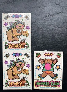 Vintage 1983 Natural Scratch & Sniff Sticker Set Honey & Bubble Gum Illuminations - Bild 1 von 6