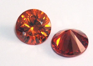 Top Padparacha orange Russian Lab CZ AAAAA, Round Brilliant Cut, Size 3 - 8 mm - Picture 1 of 8